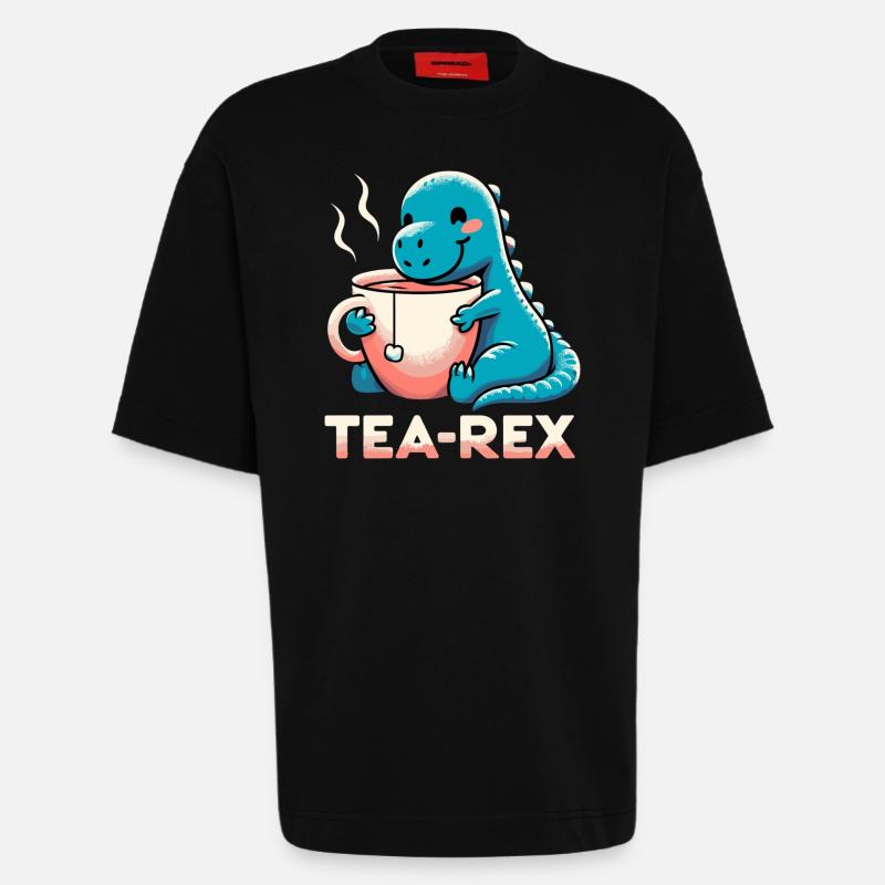 Tee Rex Tee-Rex Teetrinker Geschenk - Heavyweight T-Shirt - made by SPREAD - SOLID BLACK
