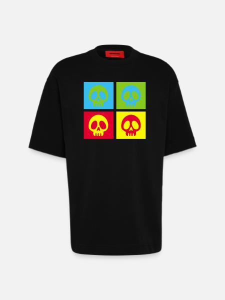 Pop art manga skull - Heavyweight T-Shirt - made by SPREAD  - SOLID BLACK