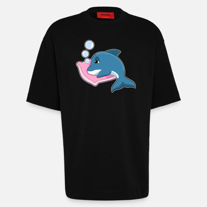 Oreiller de couchage Dolphin - T-shirt bio épais oversize fabriqué en UE - SOLID BLACK