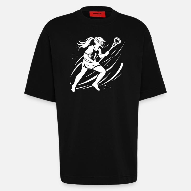Lacrosse Mädchen - Heavyweight T-Shirt - made by SPREAD - SOLID BLACK