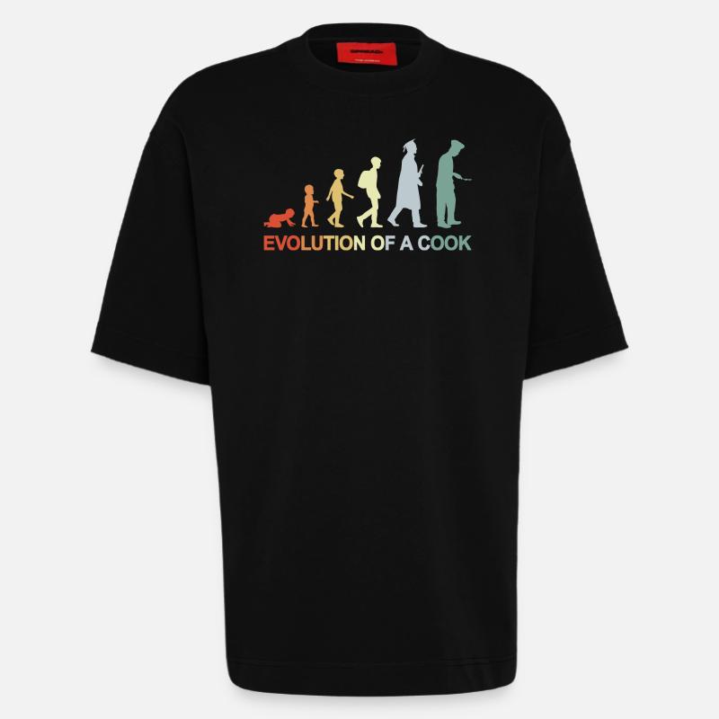 Evolution d’un cuisinier - T-shirt bio épais oversize fabriqué en UE - SOLID BLACK