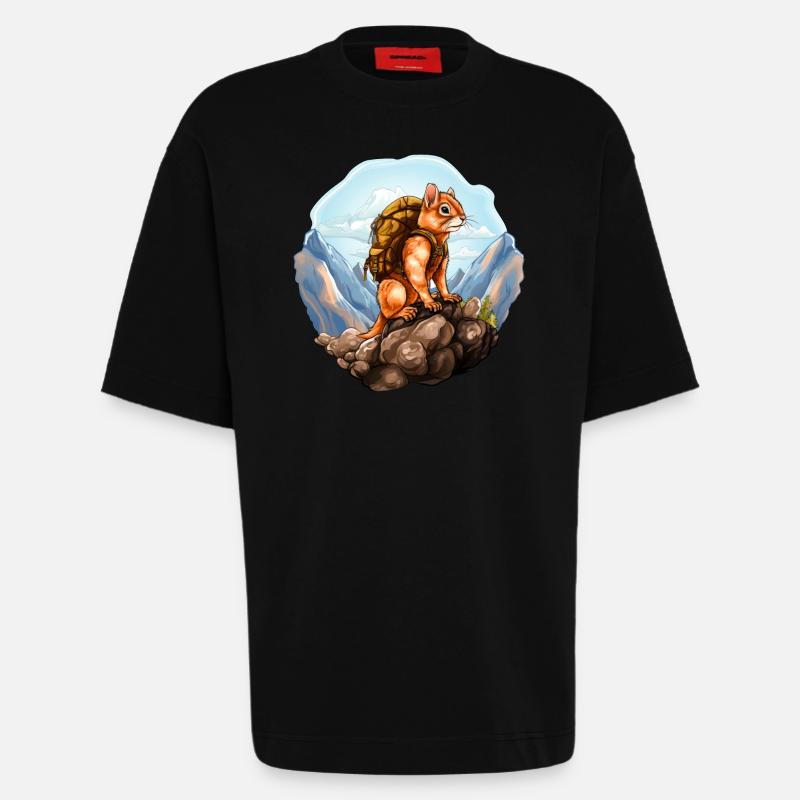 Eichhörnchen Bergsteiger / Wandern Eichhörnchen - Heavyweight T-Shirt - made by SPREAD  - SOLID BLACK