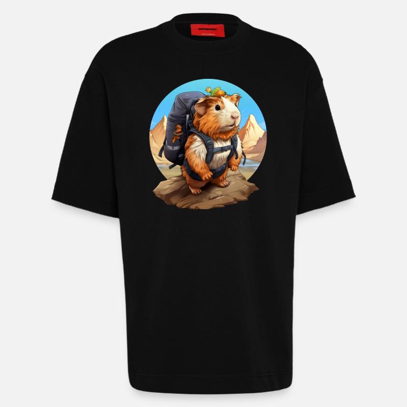 Cochon d’Inde Alpiniste / Randonnée Cochon d’Inde - T-shirt bio épais oversize fabriqué en UE - SOLID BLACK