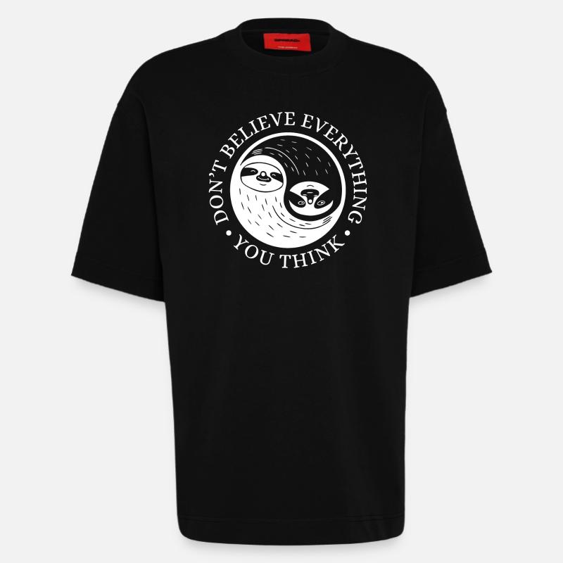 Yin-Yang Sloth – Relaxed Mindset - Heavyweight T-Shirt - made by SPREAD  - SOLID BLACK