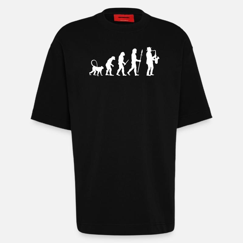 Évolution de la musique jazz - T-shirt bio épais oversize fabriqué en UE - SOLID BLACK