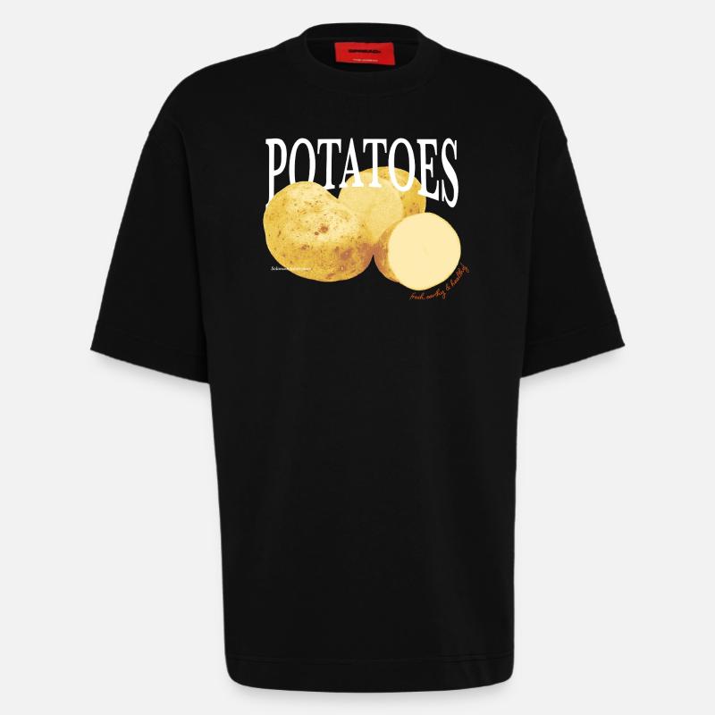 Potatoes – Retro Vegetable Statement - Heavyweight T-Shirt - made by SPREAD - SOLID BLACK