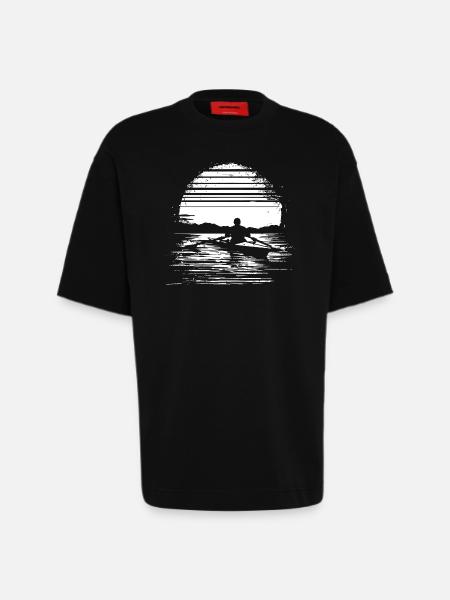 Rowing Sketch - Heavyweight T-Shirt - made by SPREAD - SOLID BLACK