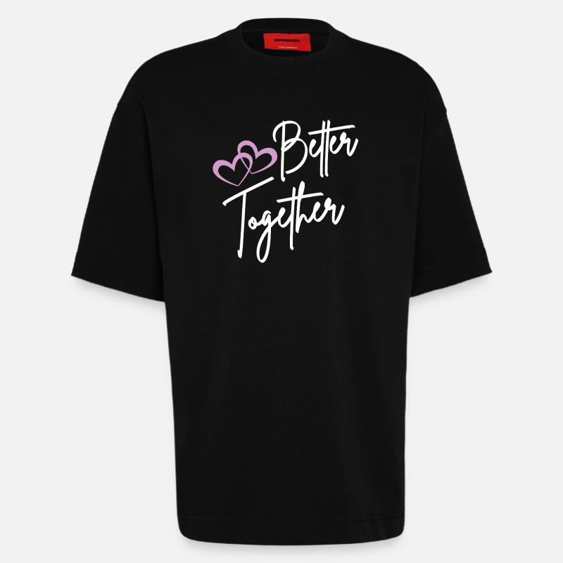 Better Together Script Hearts - Heavyweight T-Shirt - made by SPREAD - SOLID BLACK