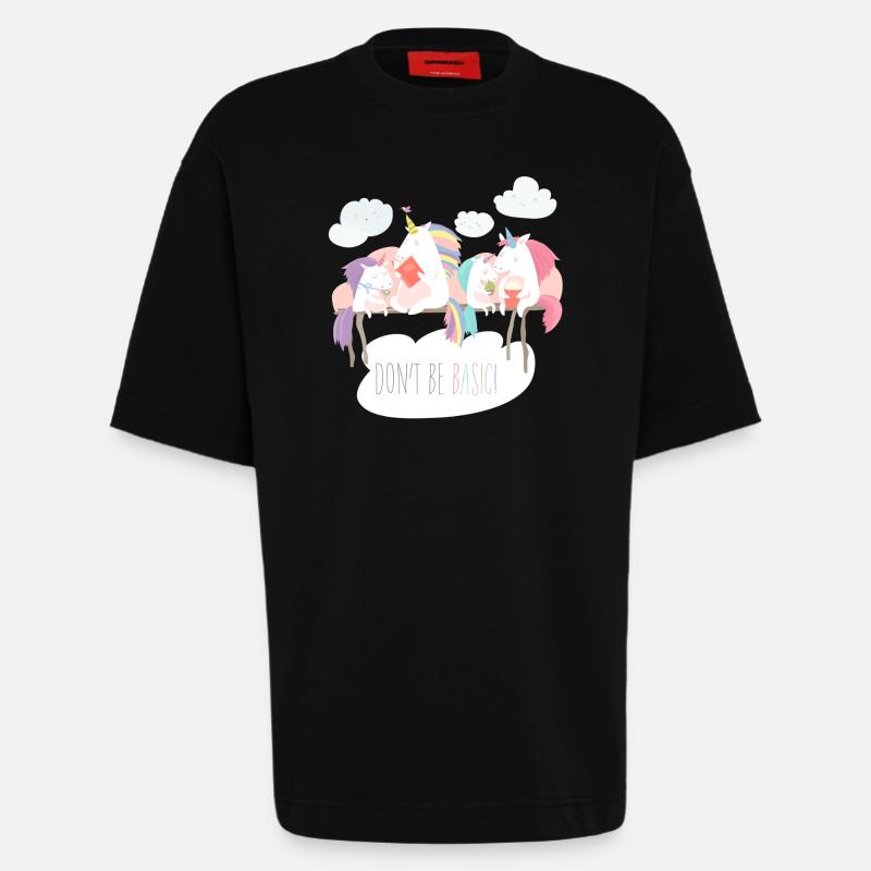 Einhorn don't be basic statement - Heavyweight T-Shirt - made by SPREAD  - SOLID BLACK