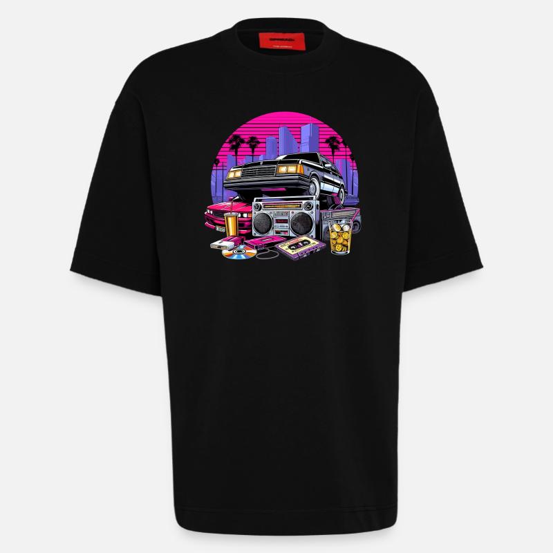 Kompaktkassette Ghettoblaster 90er Retro Geschenk - Heavyweight T-Shirt - made by SPREAD - SOLID BLACK