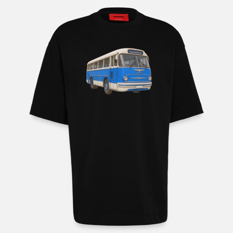 Vieux bus bleu - T-shirt bio épais oversize fabriqué en UE - SOLID BLACK