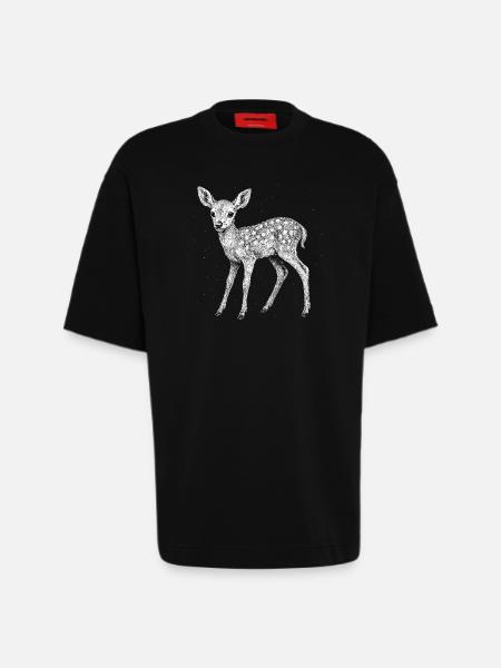 Faon - T-shirt bio épais oversize fabriqué en UE - SOLID BLACK