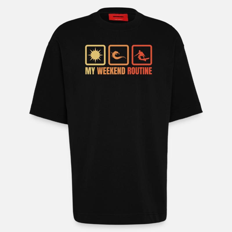 Surfer Wochenendroutine - Heavyweight T-Shirt - made by SPREAD  - SOLID BLACK