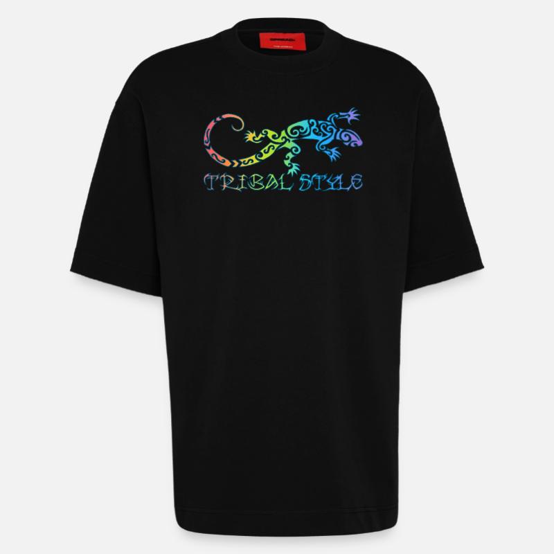 Polynesische Regenbogen-Eidechse - Heavyweight T-Shirt - made by SPREAD  - SOLID BLACK