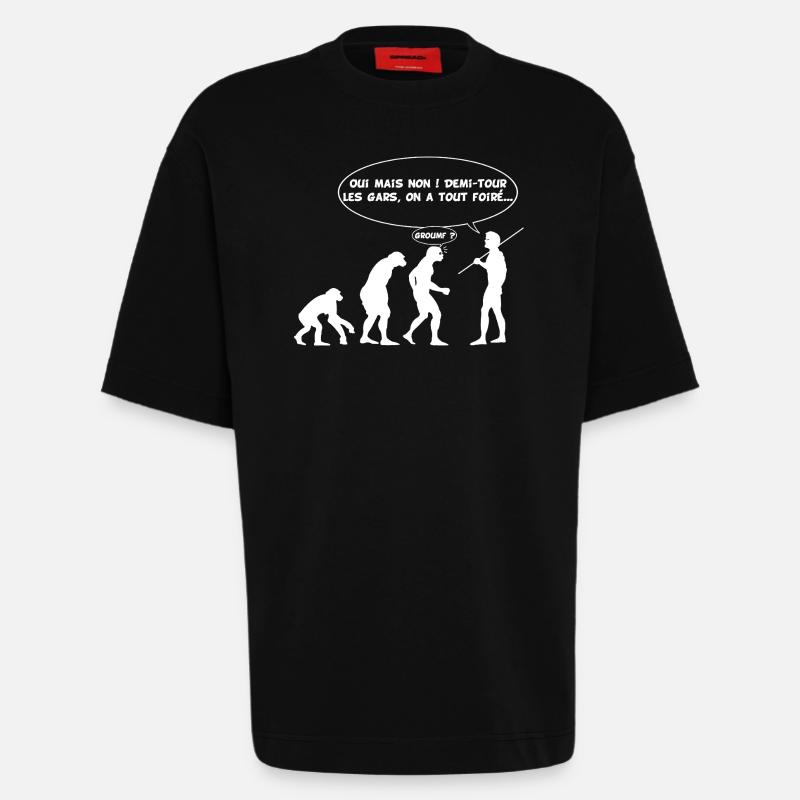 Evolution error (white) - Heavyweight T-Shirt - made by SPREAD  - SOLID BLACK