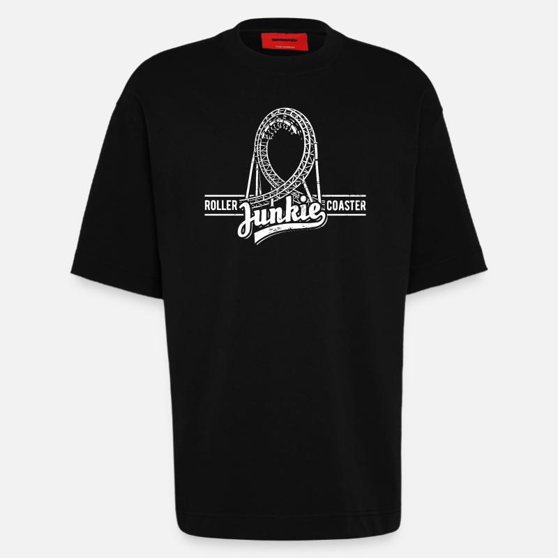 Rollercoaster Junkie -  Achterbahn - Looping - Heavyweight T-Shirt - made by SPREAD  - SOLID BLACK