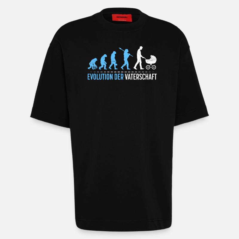 Werdender Vater EVOLUTION DER VATERSCHAFT Lustig - Heavyweight T-Shirt - made by SPREAD  - SOLID BLACK