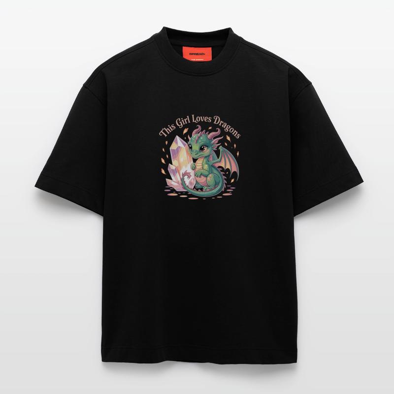 Mädchenliebe zu Drachen mit Kristall Heavyweight T-Shirt - made by SPREAD 