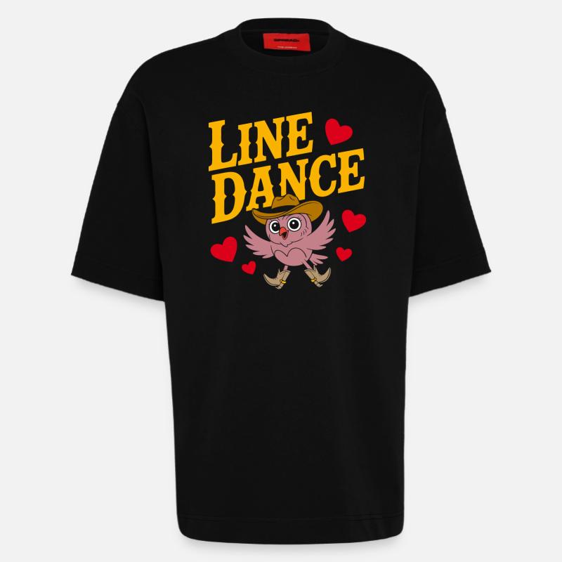 Linedance Eule mit Hut - Heavyweight T-Shirt - made by SPREAD  - SOLID BLACK