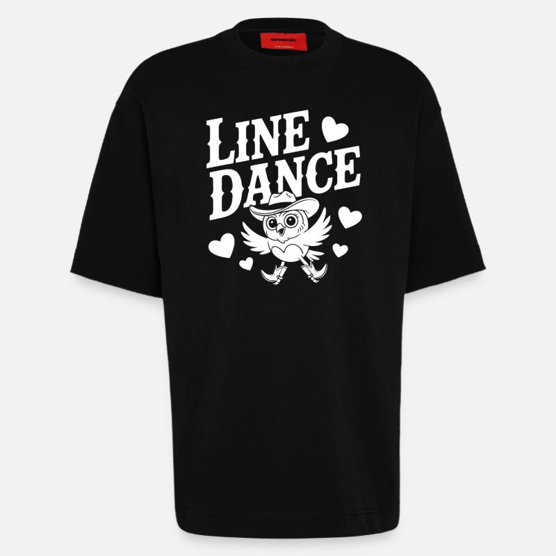 Verspieltes Linedance Design mit Eule - Heavyweight T-Shirt - made by SPREAD - SOLID BLACK