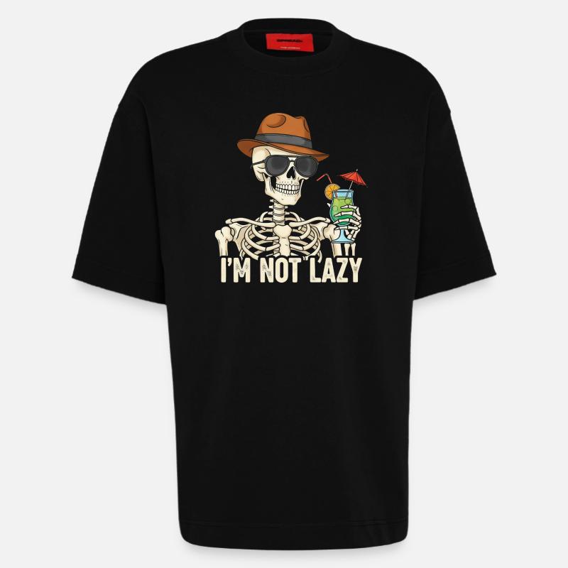 Skeletor mit Sommergetränk - Heavyweight T-Shirt - made by SPREAD - SOLID BLACK