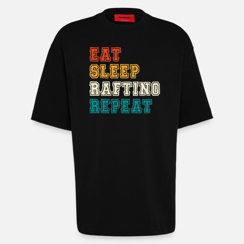 Manger dormir Rafting Répéter - T-shirt bio épais oversize fabriqué en UE - SOLID BLACK