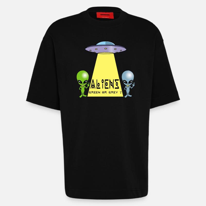 Grün oder grau außerirdisch? - Heavyweight T-Shirt - made by SPREAD  - SOLID BLACK