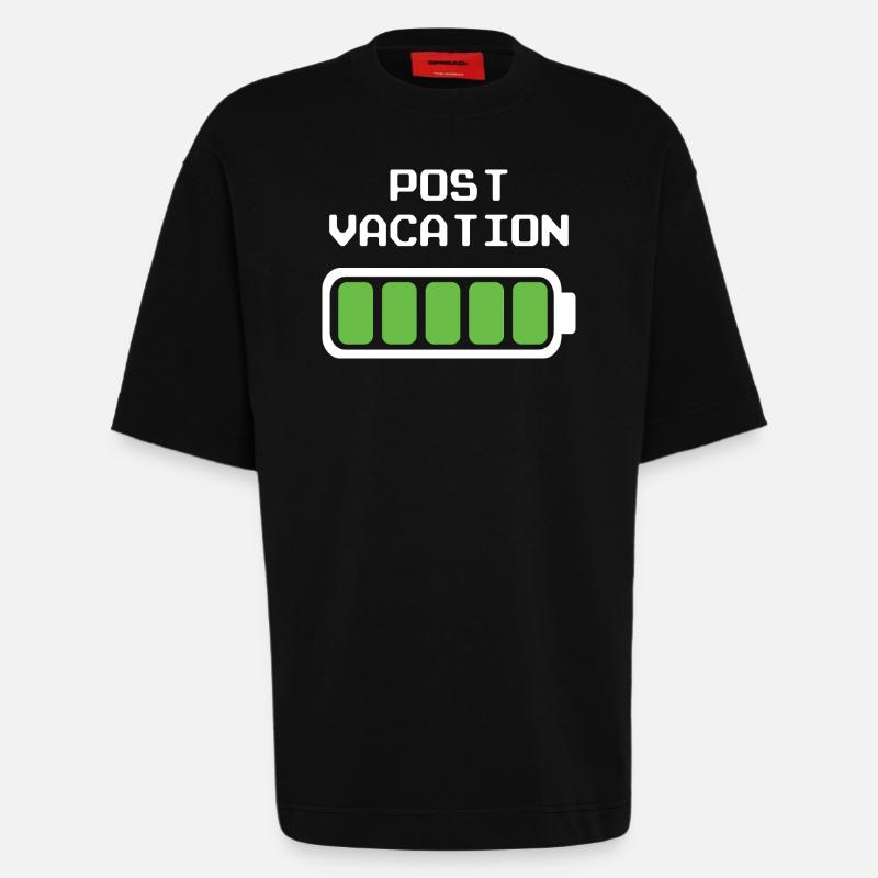 Conception post-vacances - Indicateur de batterie pleine - T-shirt bio épais oversize fabriqué en UE - SOLID BLACK