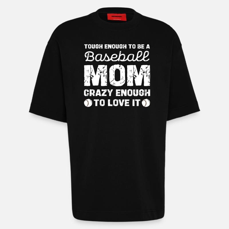 Baseball Mom Tough Love Graphique - T-shirt bio épais oversize fabriqué en UE - SOLID BLACK