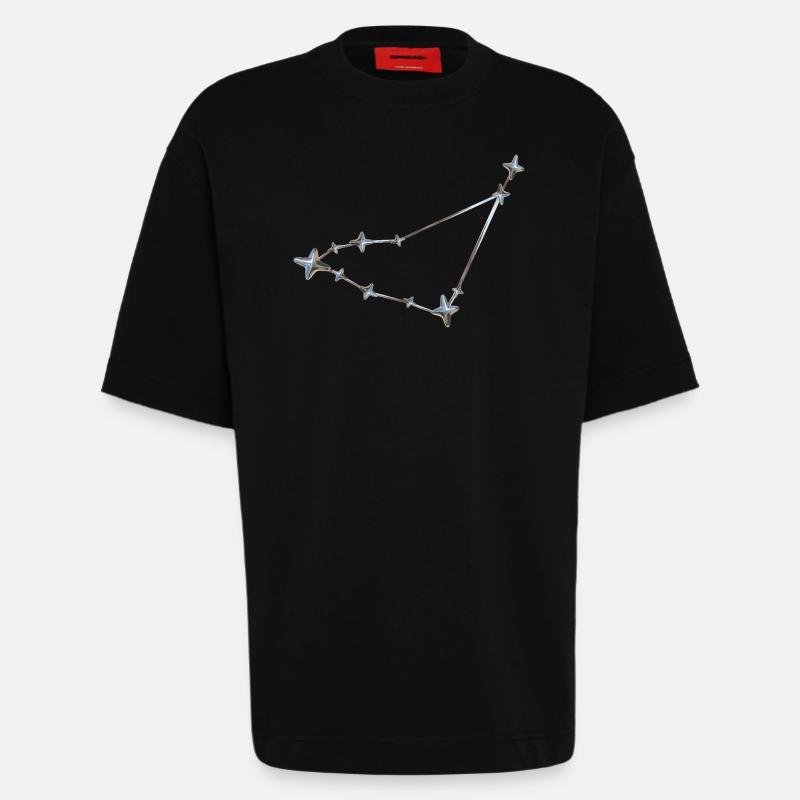 Rangée d’étoiles Conception de constellation - T-shirt bio épais oversize fabriqué en UE - SOLID BLACK