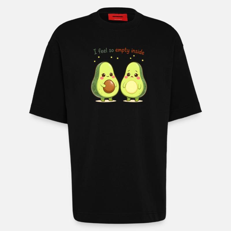 Süßes Avocado Design “I Feel So Empty Inside” - Heavyweight T-Shirt - made by SPREAD  - SOLID BLACK