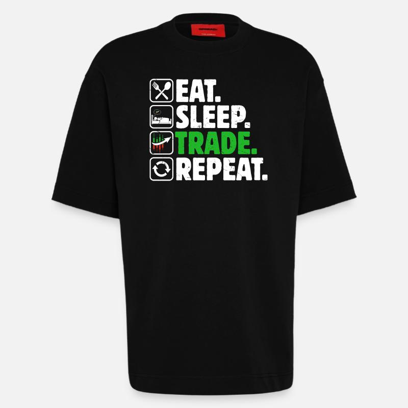 Trading Boursier Crypto Trader Boursier - T-shirt bio épais oversize fabriqué en UE - SOLID BLACK