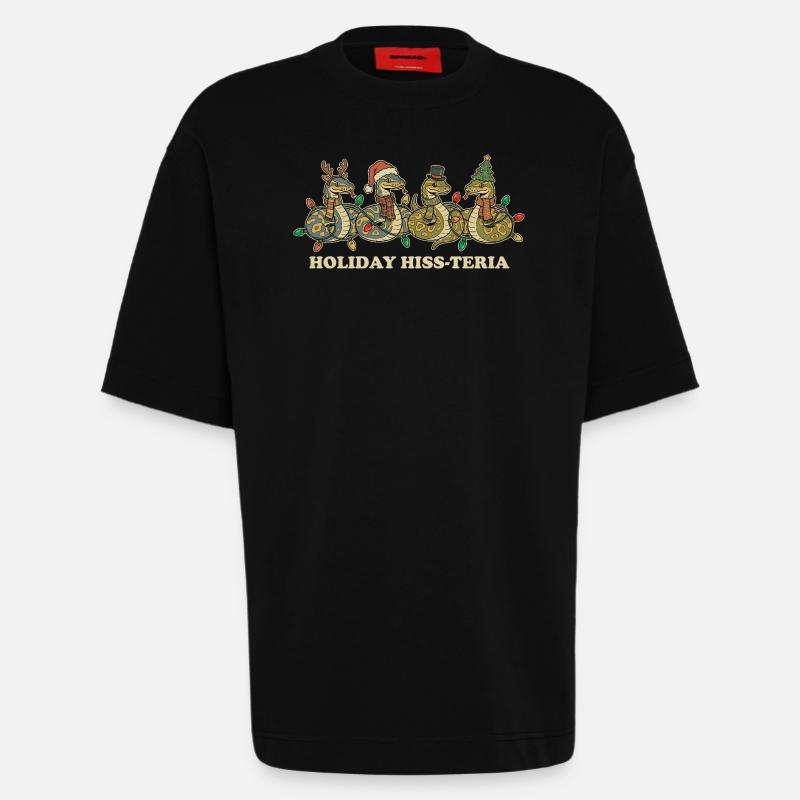 Königspython Weihnachtsbeleuchtung Geschenk - Heavyweight T-Shirt - made by SPREAD  - SOLID BLACK