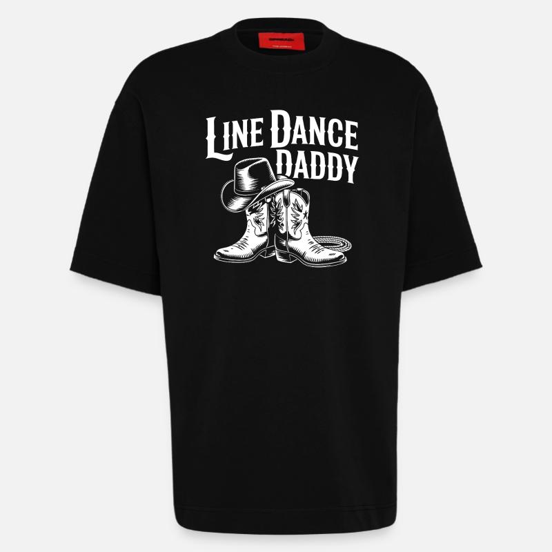 Line Dance Daddy Western Boots - Heavyweight T-Shirt - made by SPREAD  - SOLID BLACK