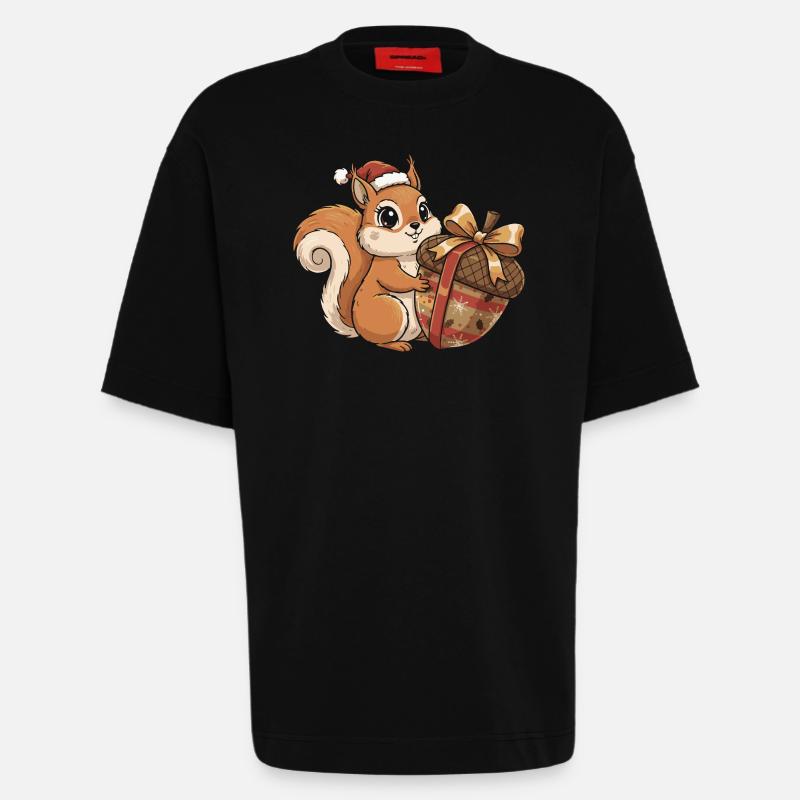 Winterfreude Eichhörnchen Geschenk - Heavyweight T-Shirt - made by SPREAD  - SOLID BLACK