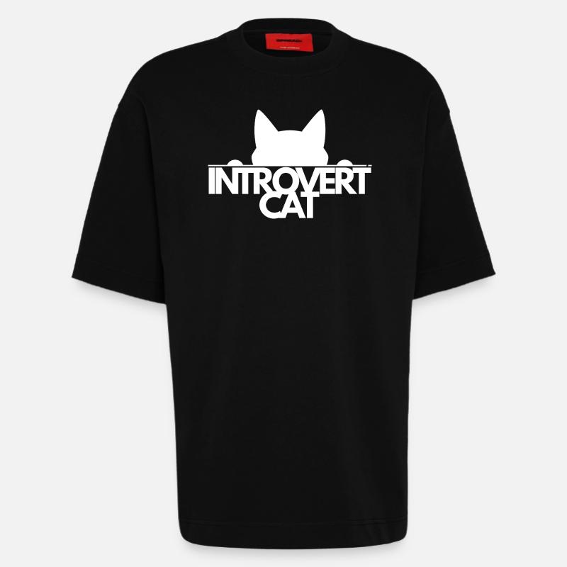 Introvertierter Cat Silhouette - Heavyweight T-Shirt - made by SPREAD - SOLID BLACK
