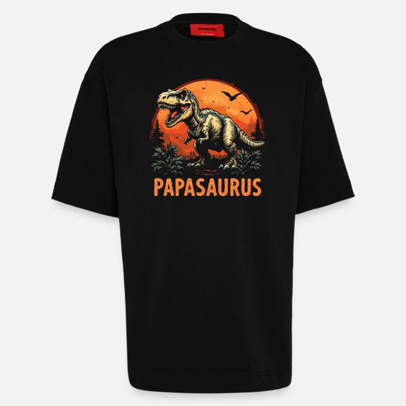Papasaurus Bester Papa starker Vater Geschenk - Heavyweight T-Shirt - made by SPREAD - SOLID BLACK