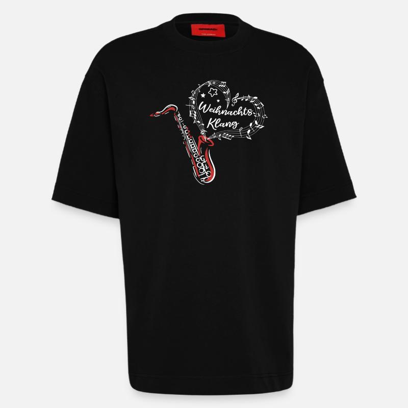Weihnachten Saxofon Weihnachtsklang Musik - Heavyweight T-Shirt - made by SPREAD  - SOLID BLACK