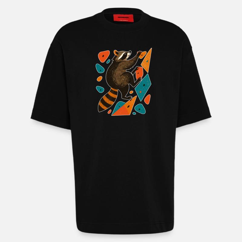 Bouldern Waschbär Klettern Motivation Geschenk - Heavyweight T-Shirt - made by SPREAD  - SOLID BLACK