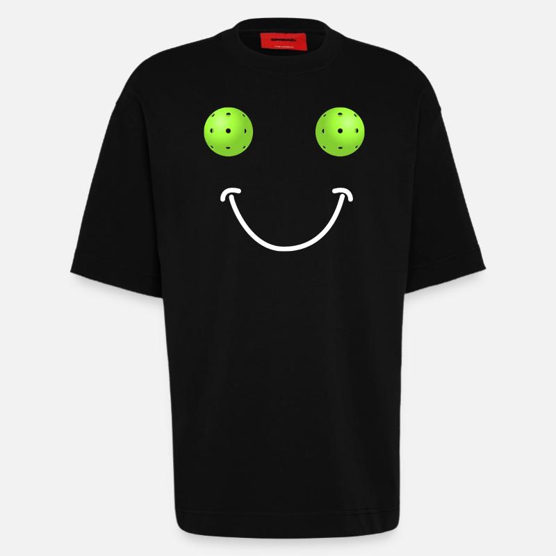 Visage Heureux Pickleball - T-shirt bio épais oversize fabriqué en UE - SOLID BLACK