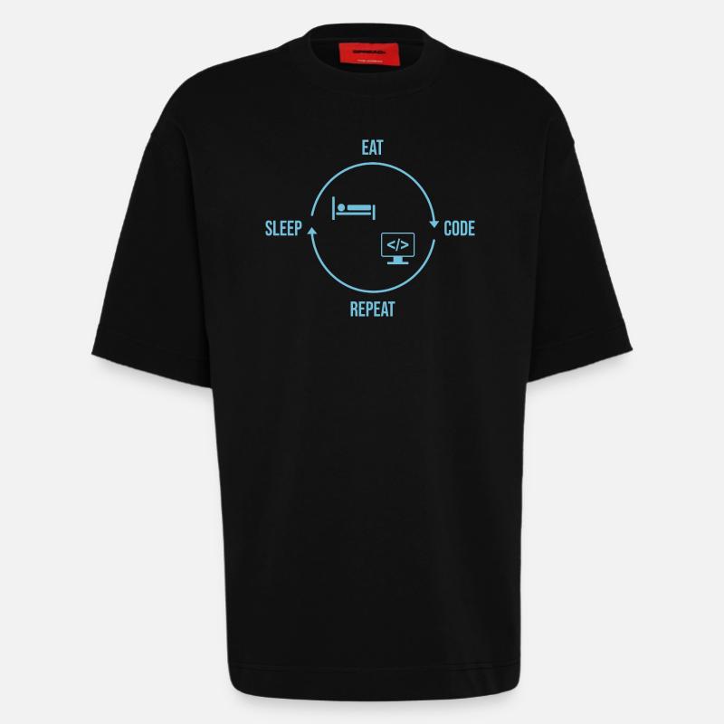 Eat Sleep Code Repeat - Programmer Cycle - Heavyweight T-Shirt - made by SPREAD  - SOLID BLACK