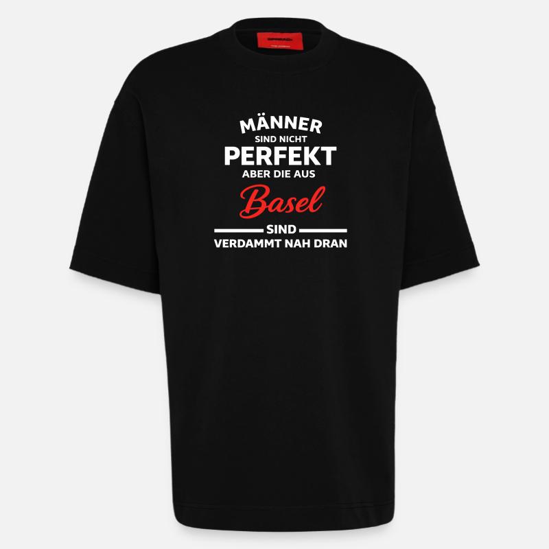 Basel Männer Nicht Perfekt Spruch - Heavyweight T-Shirt - made by SPREAD - SOLID BLACK