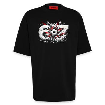 67 Fußball Sechs Sieben Meme Lustig Geschenk - Heavyweight T-Shirt - made by SPREAD  - SOLID BLACK - Vorne - Fiona (171cm)