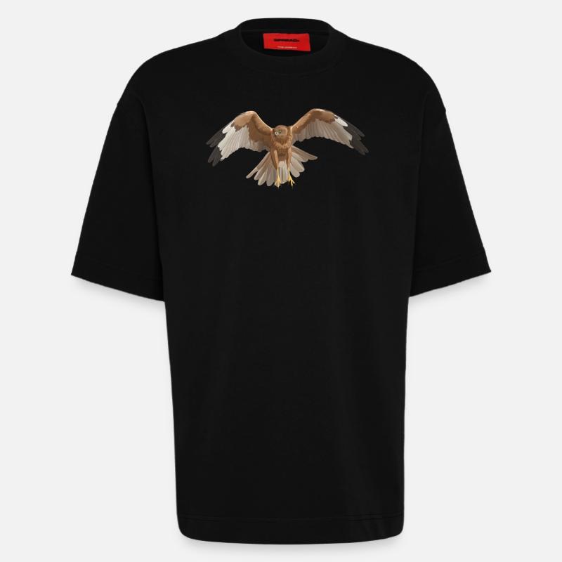 Marsh Harrier Circus aeruginosus - Heavyweight T-Shirt - made by SPREAD  - SOLID BLACK