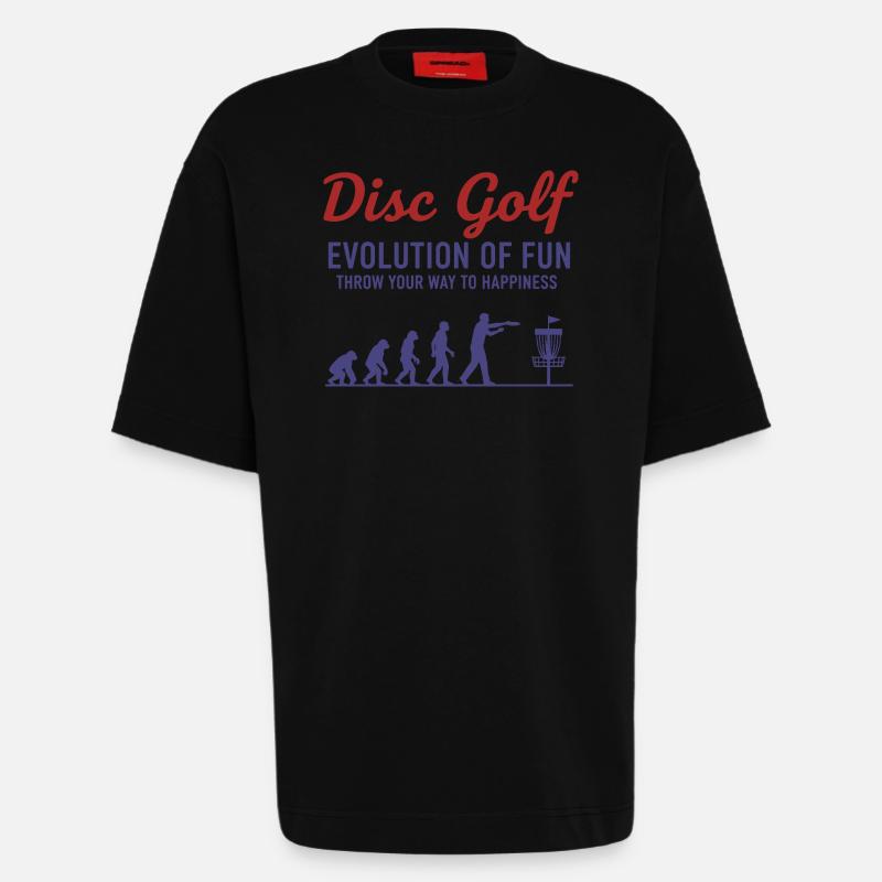 Disc Golf : Évolution du plaisir : lancez-vous - T-shirt bio épais oversize fabriqué en UE - SOLID BLACK