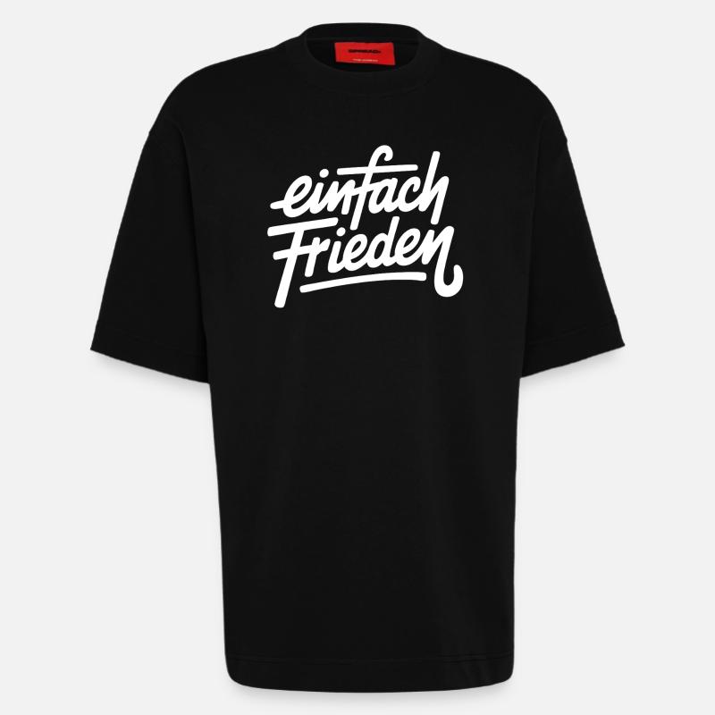Simplement des lettres de paix - T-shirt bio épais oversize fabriqué en UE - SOLID BLACK