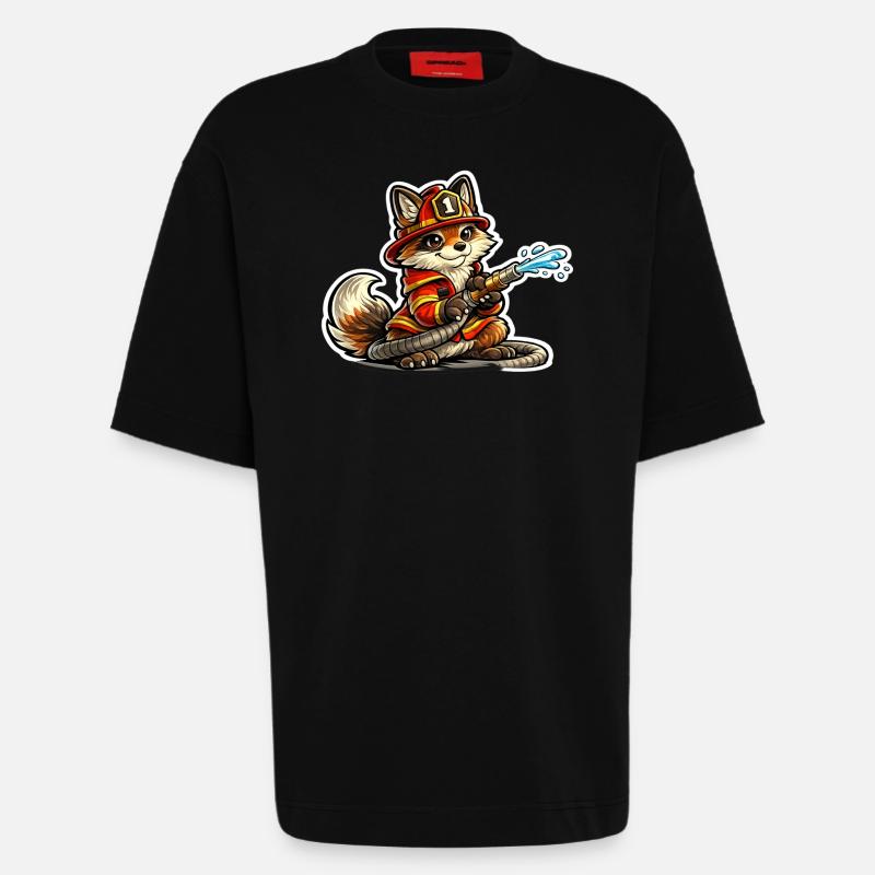 Fuchs Feuerwehrheld im Einsatz - Heavyweight T-Shirt - made by SPREAD  - SOLID BLACK