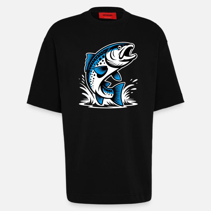 Springende Forelle - Heavyweight T-Shirt - made by SPREAD  - SOLID BLACK