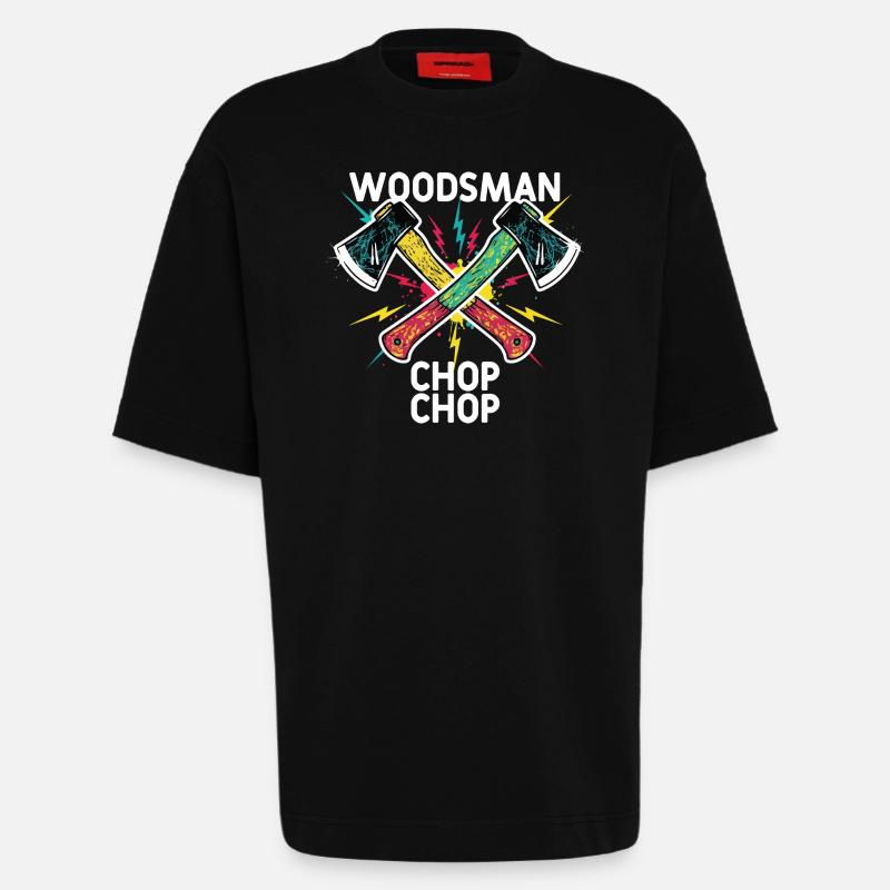 Woodsman Chop Chop Camping-Äxte - Heavyweight T-Shirt - made by SPREAD - SOLID BLACK