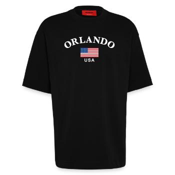 Orlando, USA - Heavyweight T-Shirt - made by SPREAD  - SOLID BLACK - Vorne - Fiona (171cm)